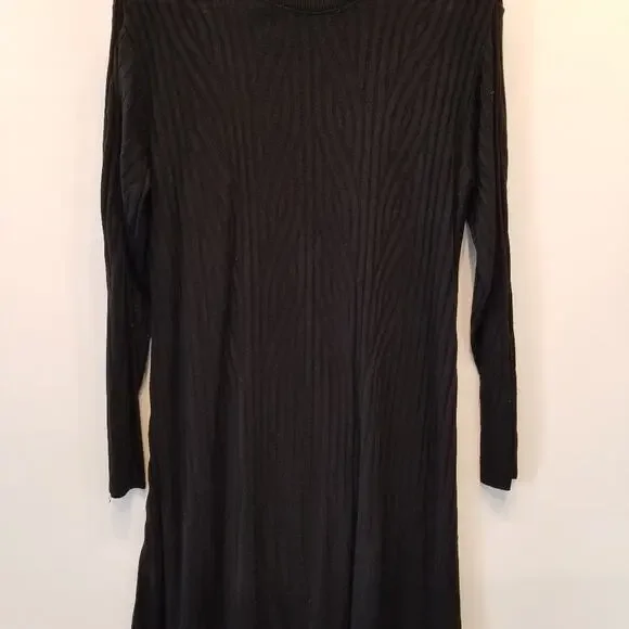 Vintage 90's Black Sweater Knit Dress Stretch Petites Long Sleeve Womens Size XL - Picture 2 of 11